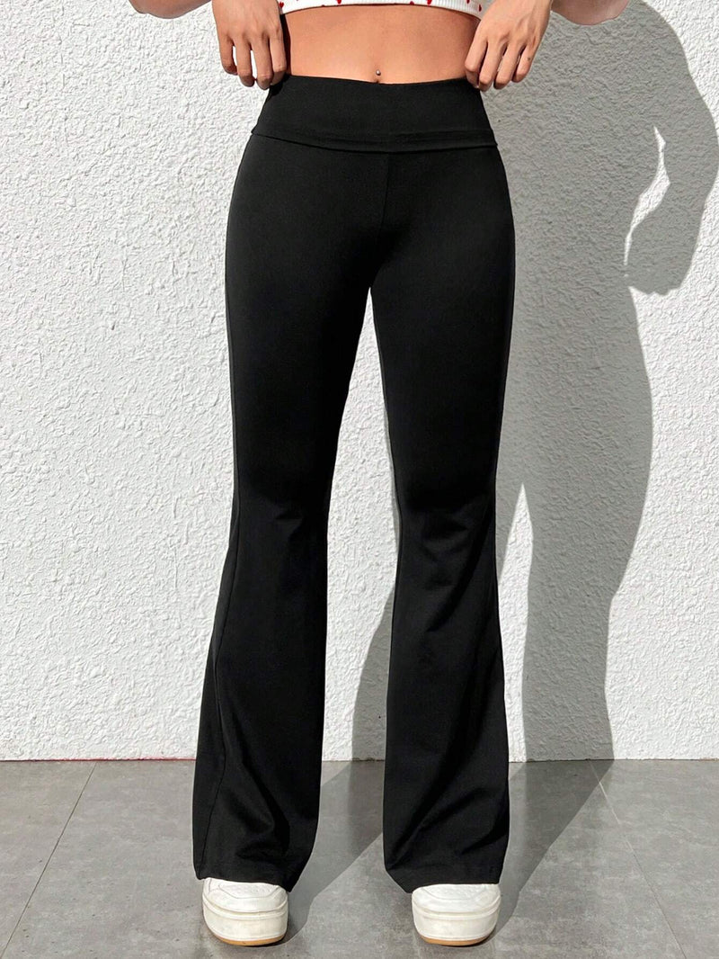 EZwear Pantalones Acampanados De Cintura Alta Para Mujer