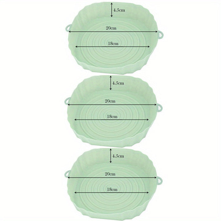 3pcs Revestimientos de Silicona para Freidora de Aire (18.01cm) - Reutilizables, Bandejas de Horneado Antiadherentes y Cuencos para Cesta para una Limpieza Fácil - Accesorios Versátiles para Horno para Cocinar de Forma Saludable