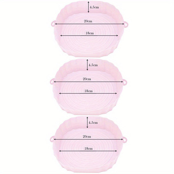 3pcs Revestimientos de Silicona para Freidora de Aire (18.01cm) - Reutilizables, Bandejas de Horneado Antiadherentes y Cuencos para Cesta para una Limpieza Fácil - Accesorios Versátiles para Horno para Cocinar de Forma Saludable