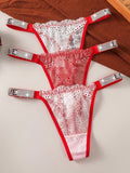 3 Piezas/juego De Tangas De Encaje Para Mujer