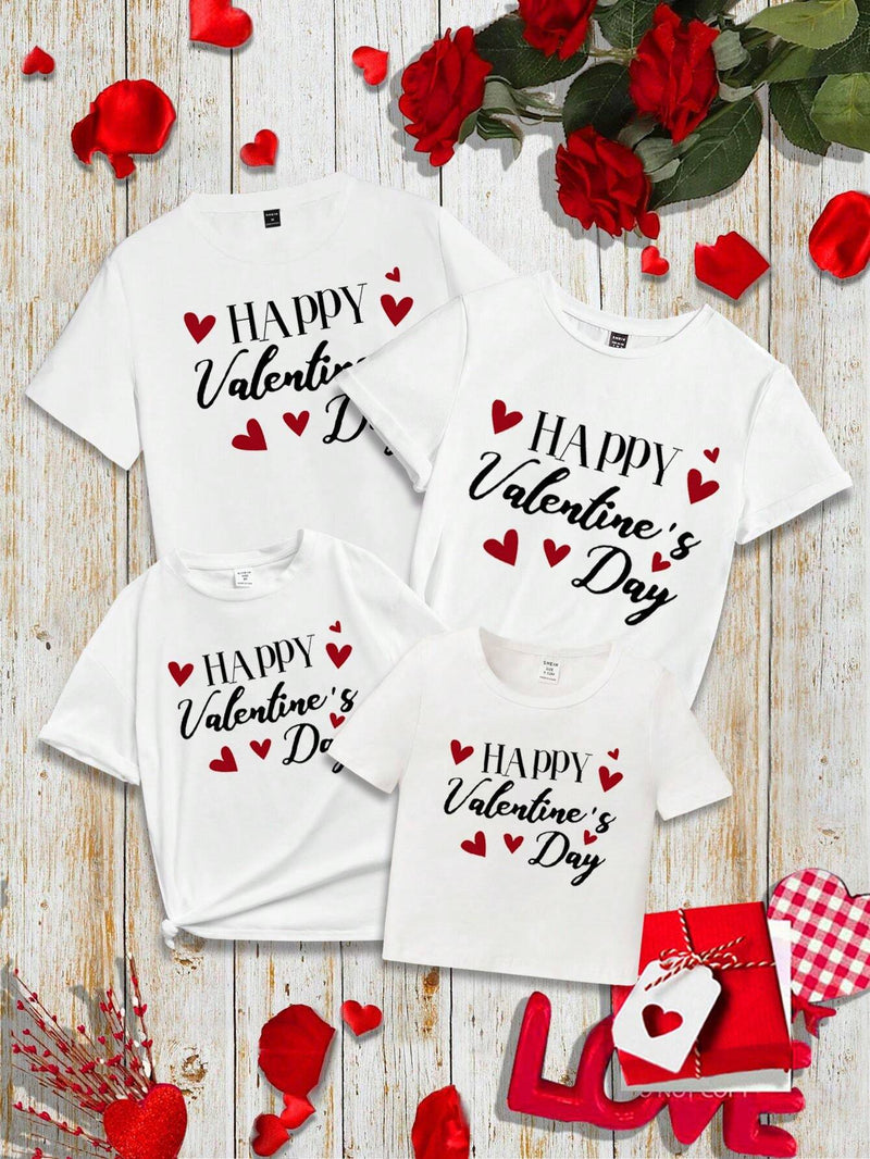 Camiseta de manga corta casual de verano para mujer con lema estampado de corazon para el dia de San Valentin