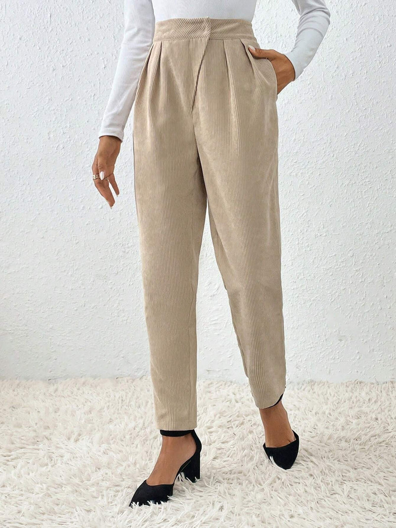 Frenchy Pantalones Conicos De Pana Para Mujer