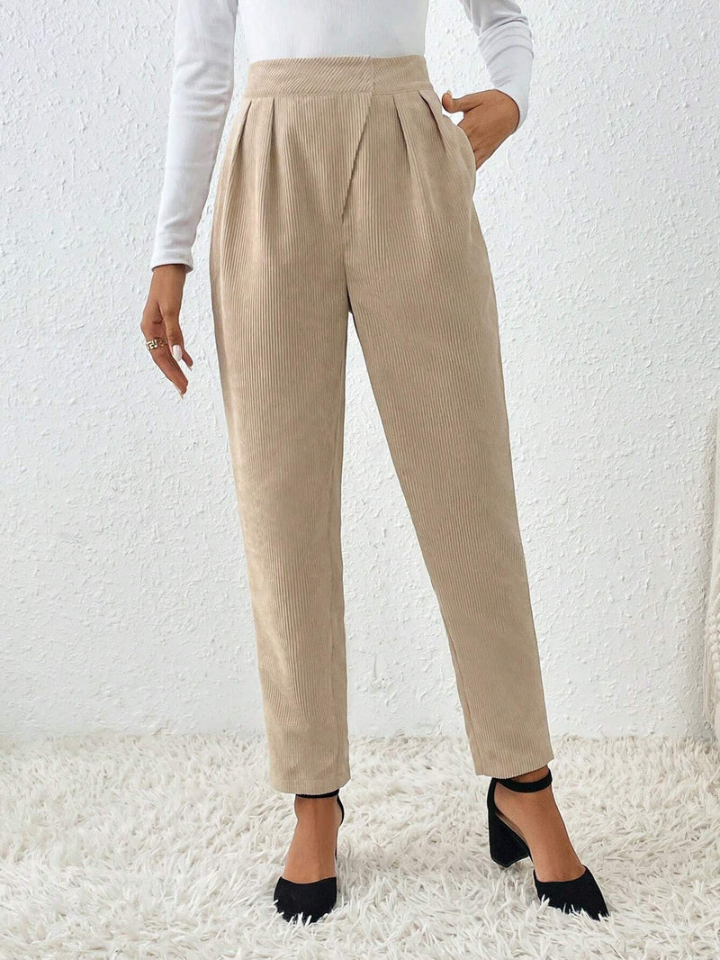 Frenchy Pantalones Conicos De Pana Para Mujer