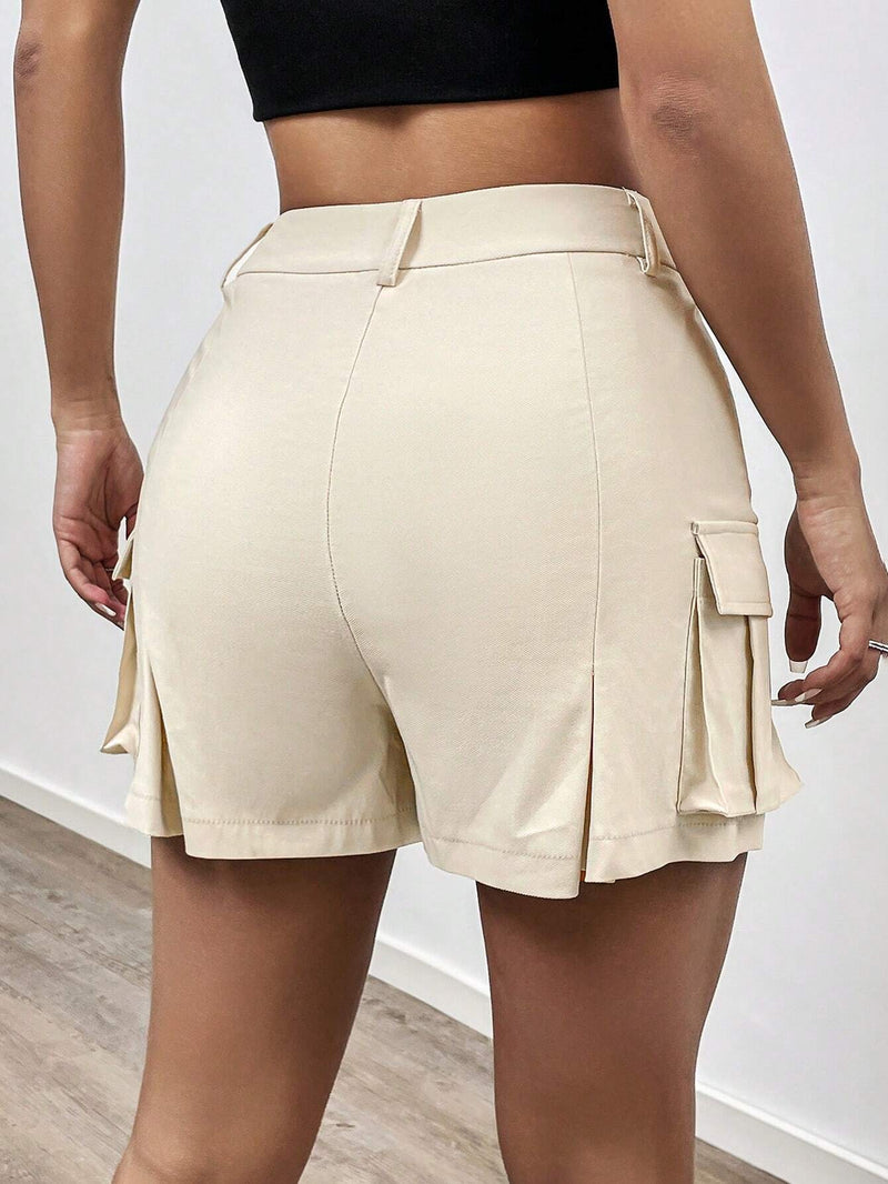 Coolane Shorts Plisados De Color Solido Para Mujer