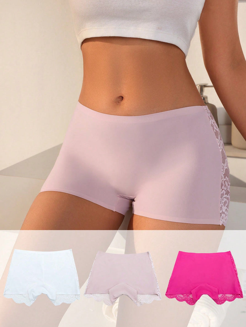 Boyshorts Con Retazos De Encaje Para Mujer