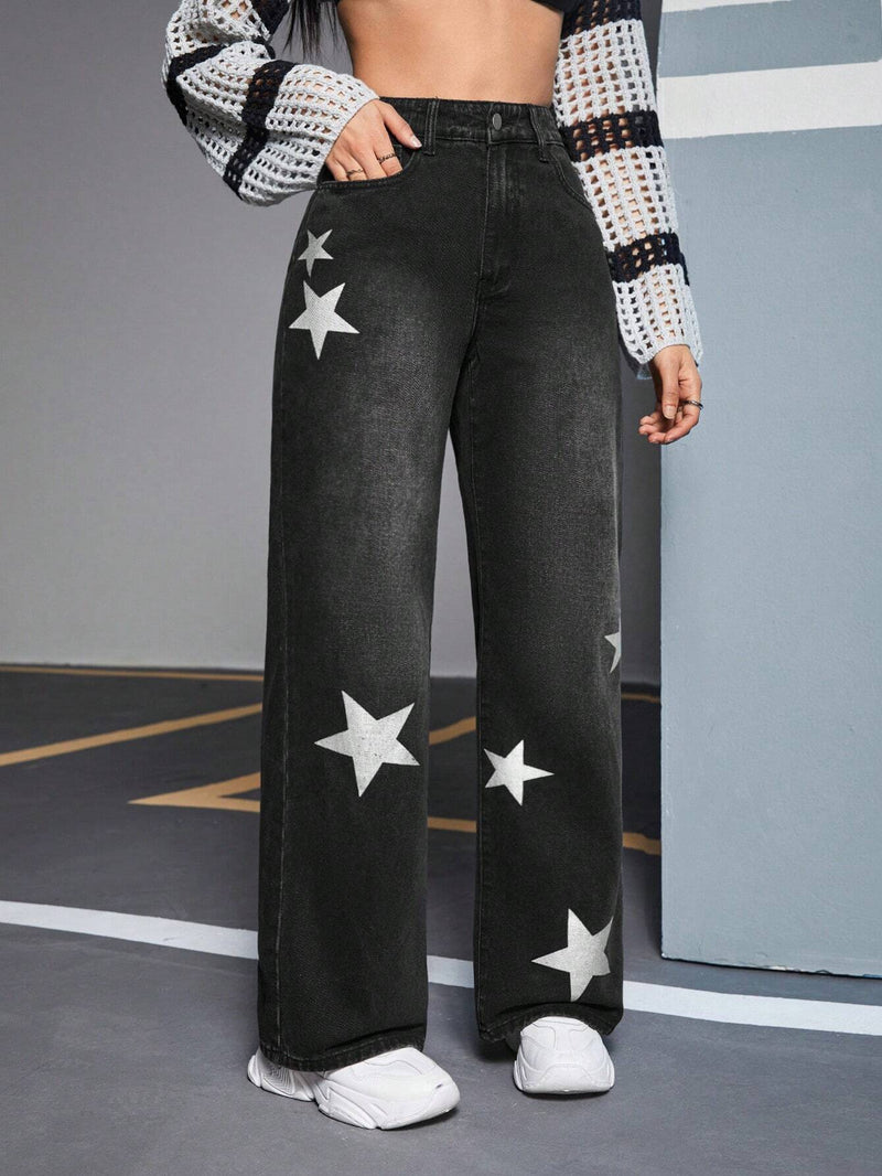 EZwear Jeans Sueltos Para Mujer Con Diseno De Estrella