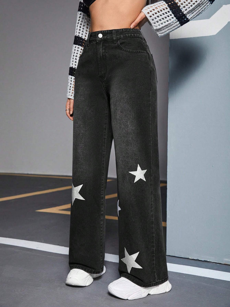 EZwear Jeans Sueltos Para Mujer Con Diseno De Estrella