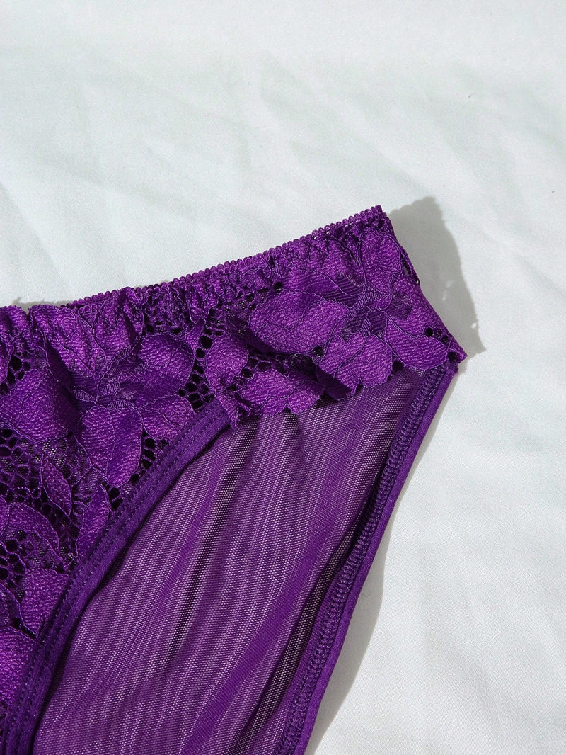 Panties De Triangulo Con Encaje De Patchwork Para Mujeres