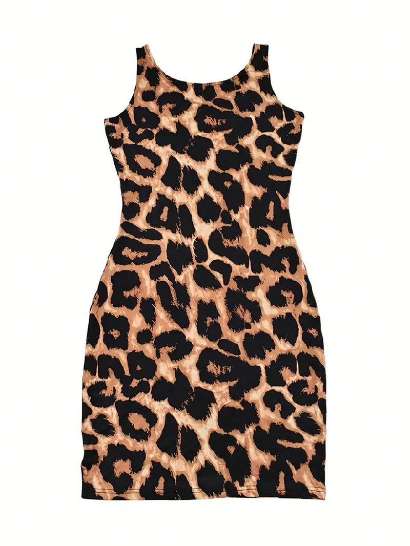 Slayr vestido de tirantes con estampado de leopardo ajustado al cuerpo para mujer