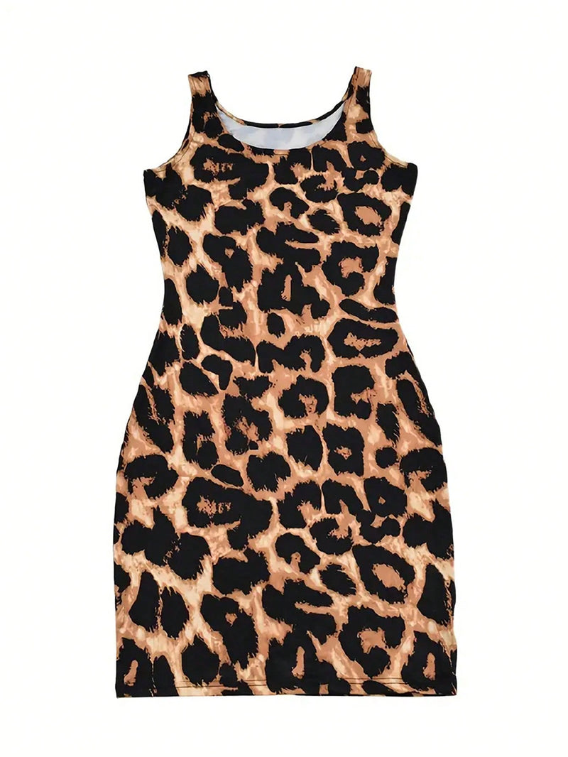 Slayr vestido de tirantes con estampado de leopardo ajustado al cuerpo para mujer