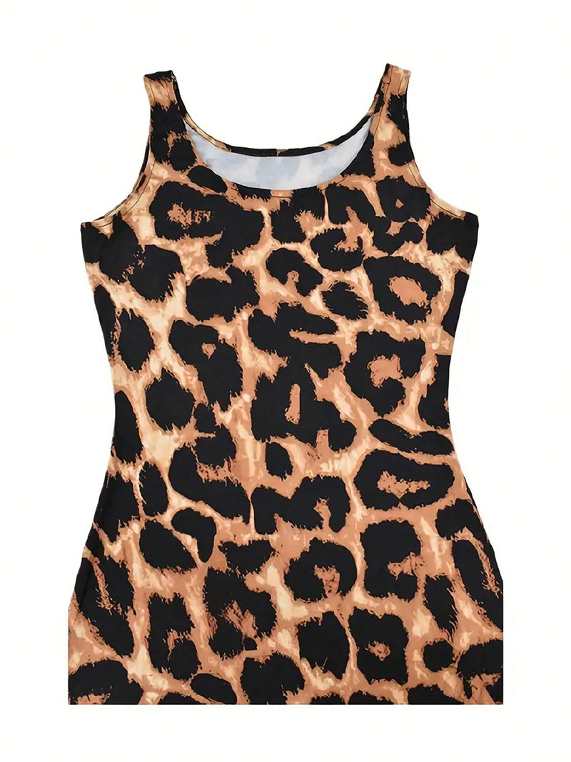 Slayr vestido de tirantes con estampado de leopardo ajustado al cuerpo para mujer