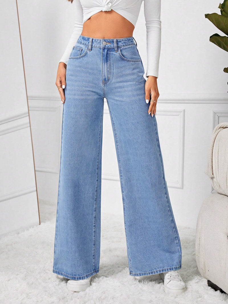 Tall Pantalones Jeans De Pierna Ancha Para Mujer