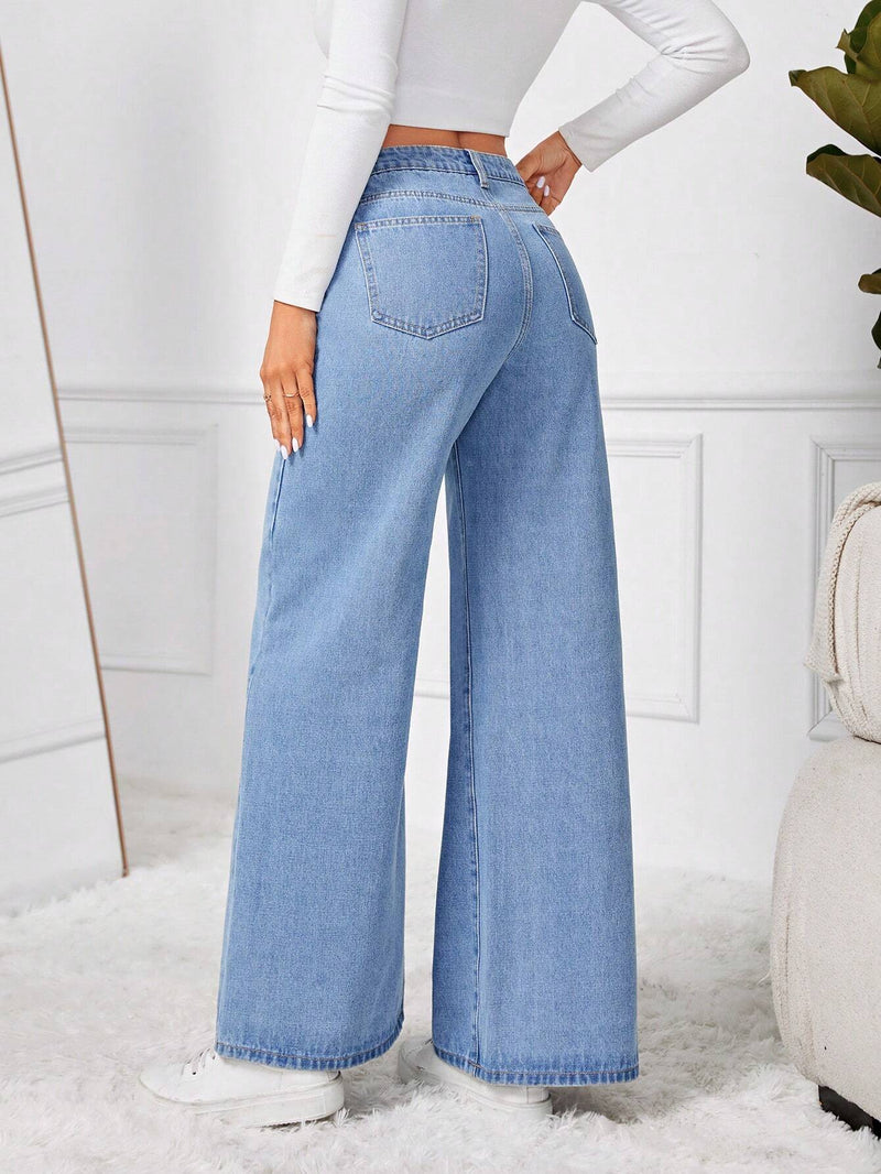 Tall Pantalones Jeans De Pierna Ancha Para Mujer