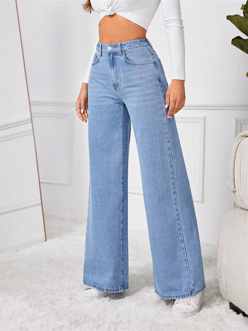 Tall Pantalones Jeans De Pierna Ancha Para Mujer