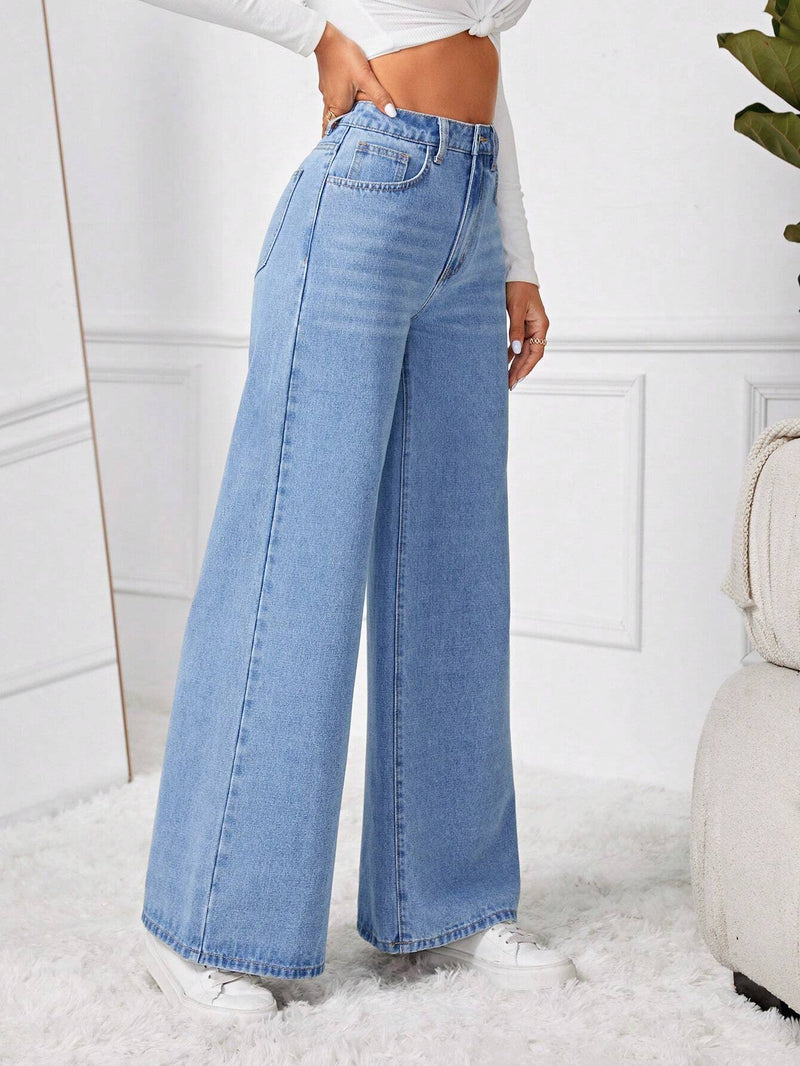 Tall Pantalones Jeans De Pierna Ancha Para Mujer