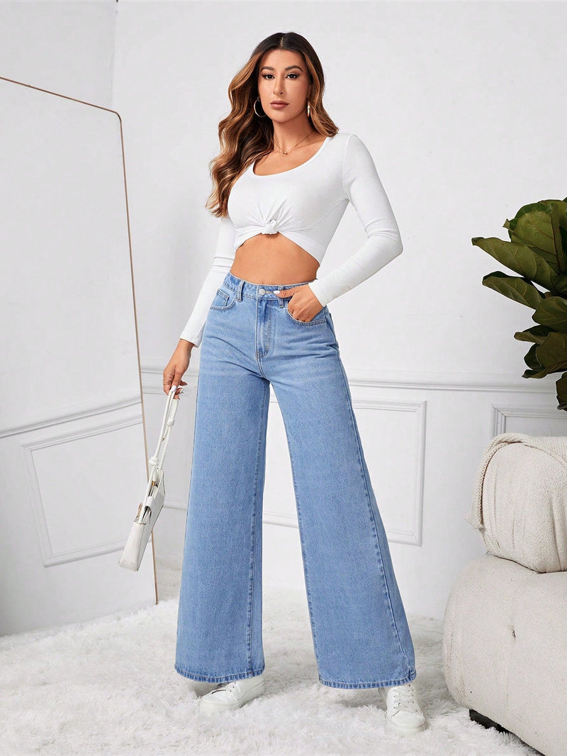 Tall Pantalones Jeans De Pierna Ancha Para Mujer