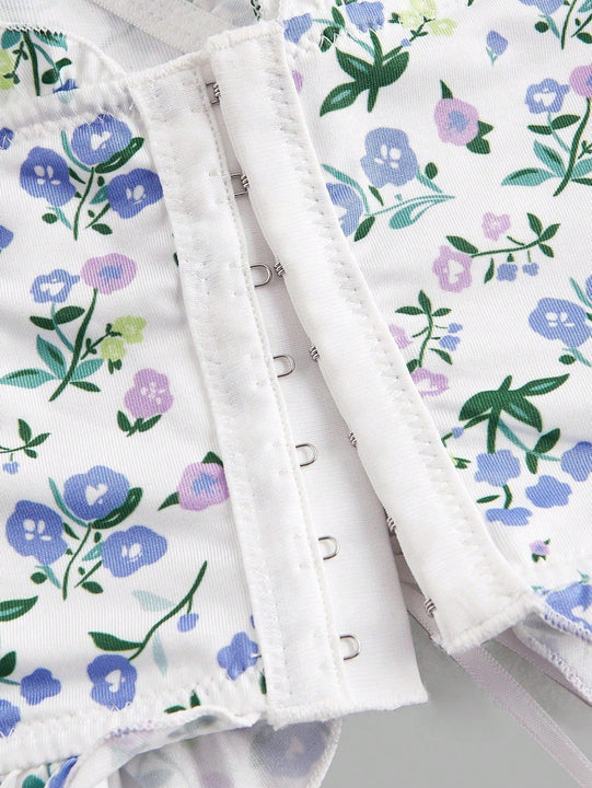 CoupledUp Conjunto De Bralette Con Estampado Floral Y Tirantes Para Mujer