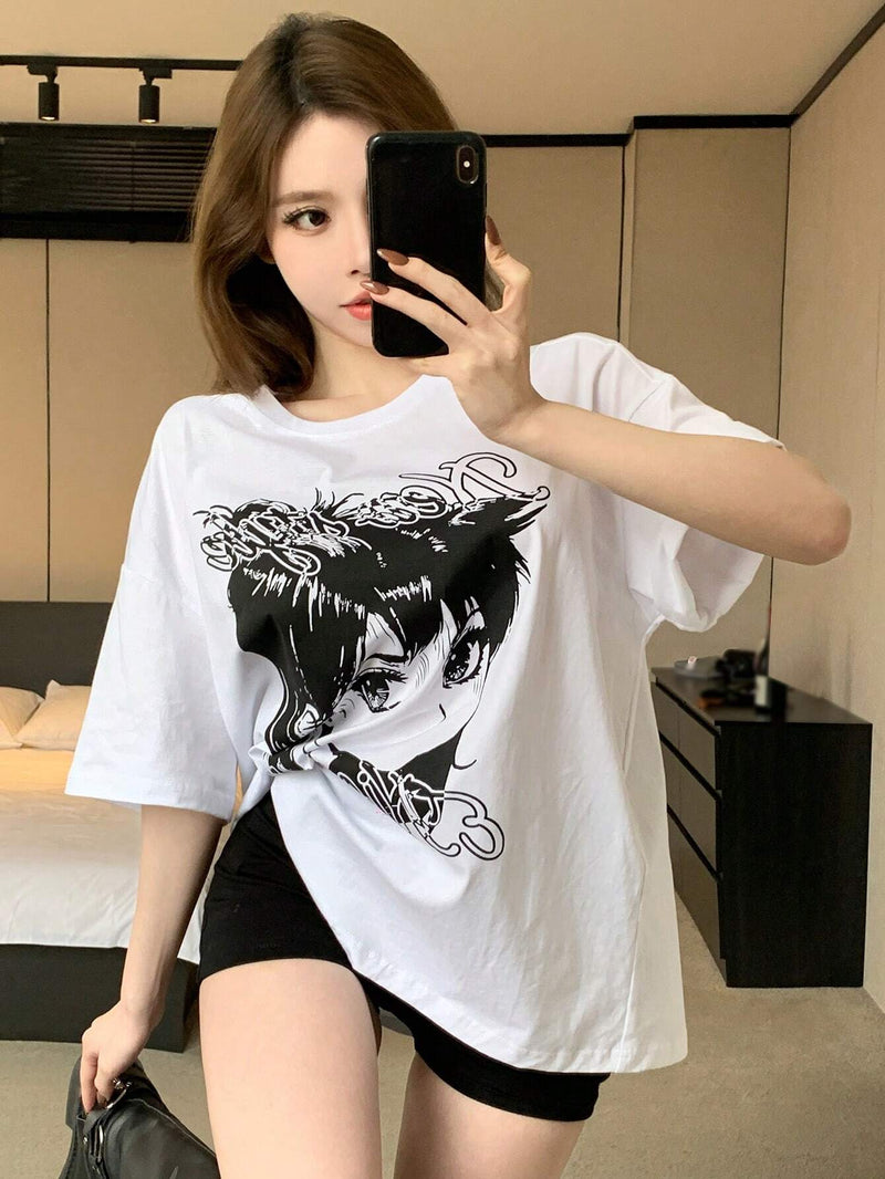 DAZY Camiseta Suelta De Mujer Con Estampado De Retrato