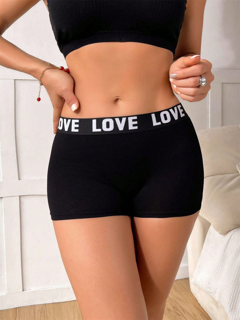 Paquete De 6 Calzoncillos Tipo Boxer Con Estampado De Alfabetos Para Mujer, Suaves Y Elasticos, Comodos Calzoncillos Con Cintura Caida