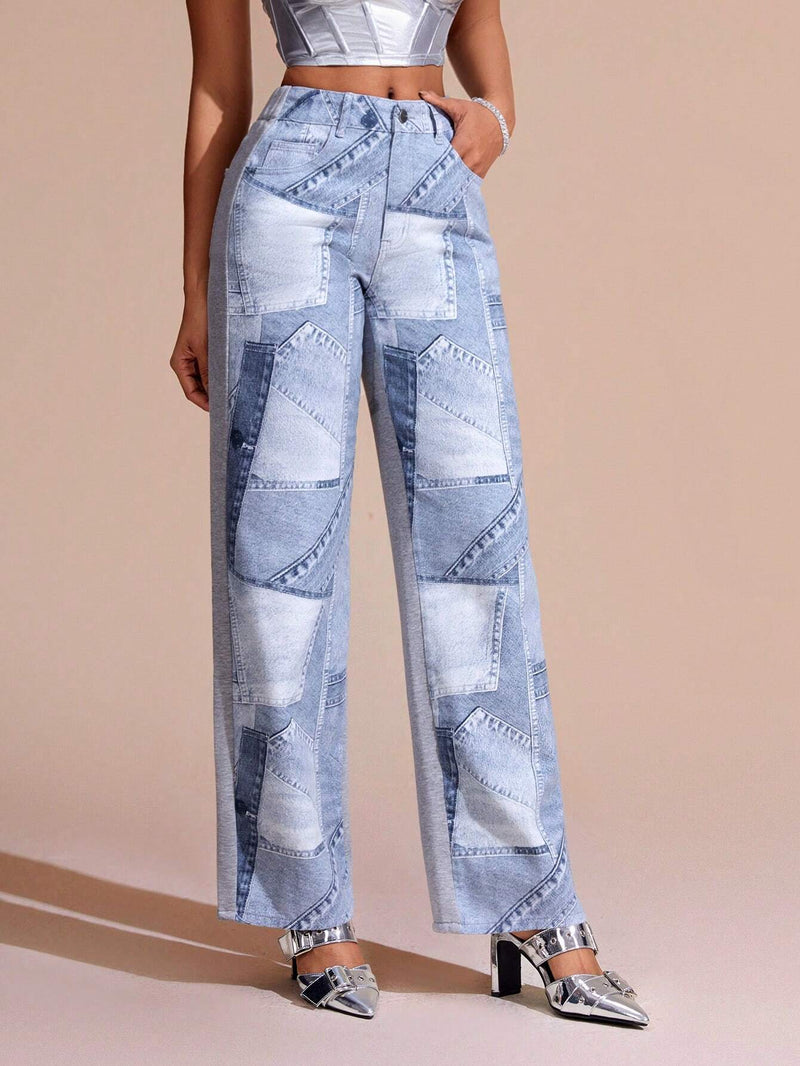 BAE Pantalones Jeans De Mujer Con Bolsillos