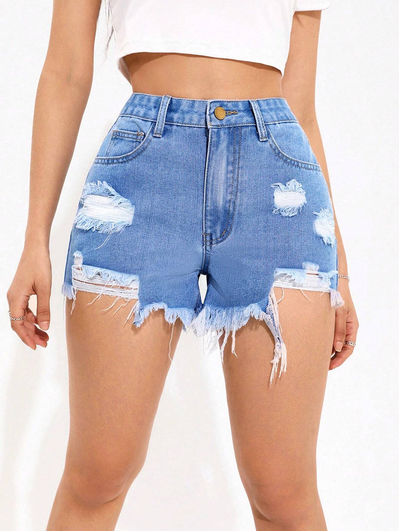 PETITE Shorts De Mezclilla Desgastados