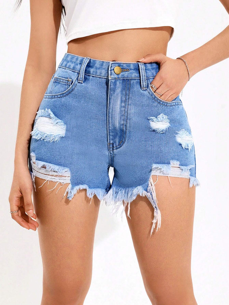 PETITE Shorts De Mezclilla Desgastados