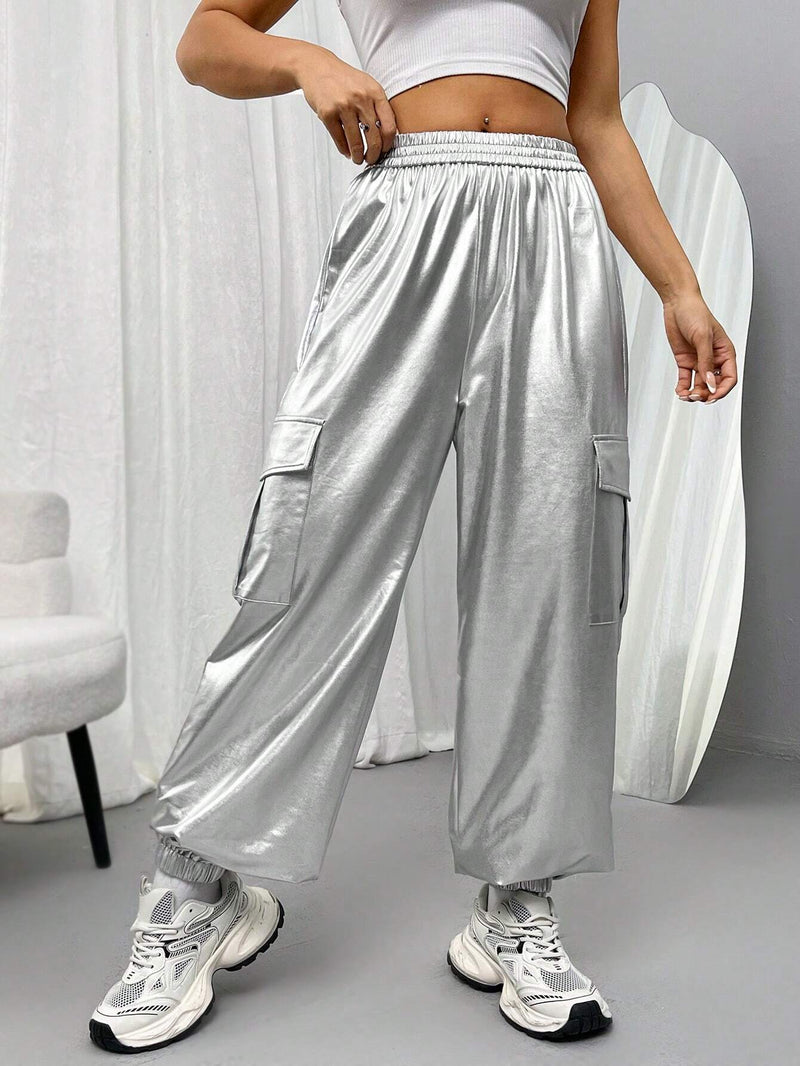 EZwear Pantalones Casuales De Carga Metalicos