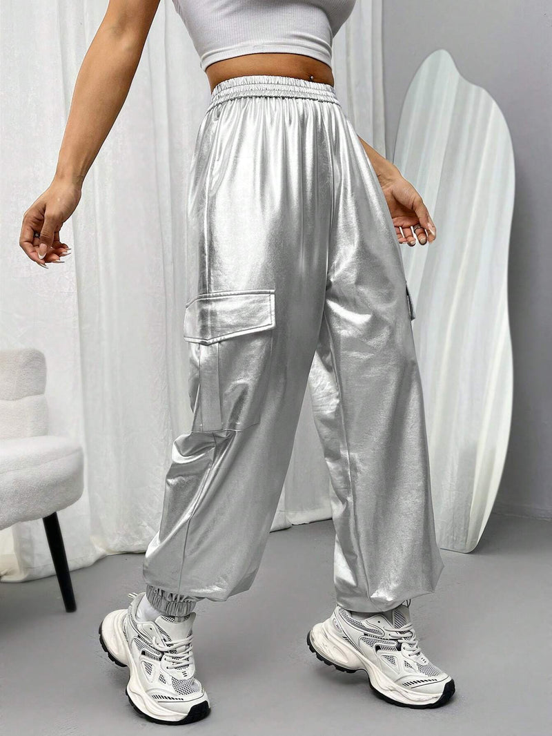 EZwear Pantalones Casuales De Carga Metalicos