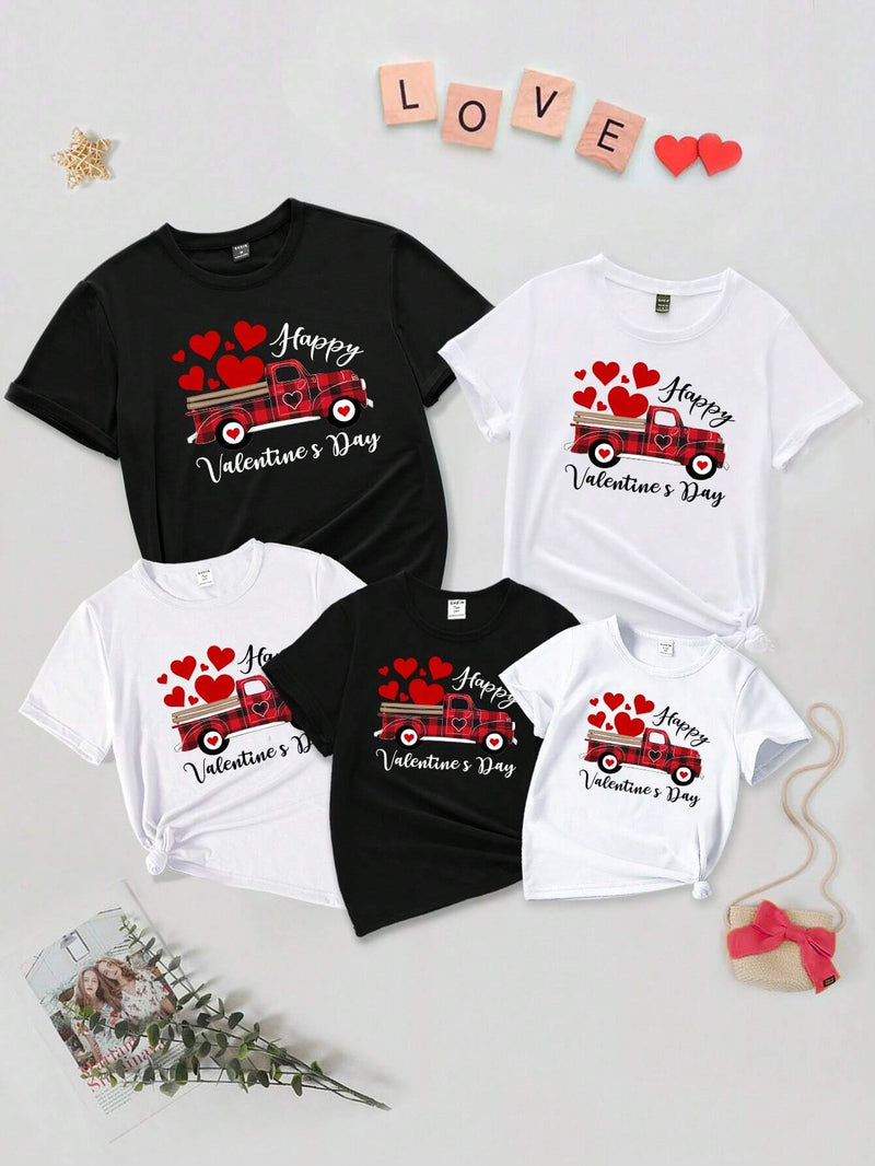 Family Pack Camiseta De Manga Corta Con Estampado Love Truck De 1 Pieza Para Mujer