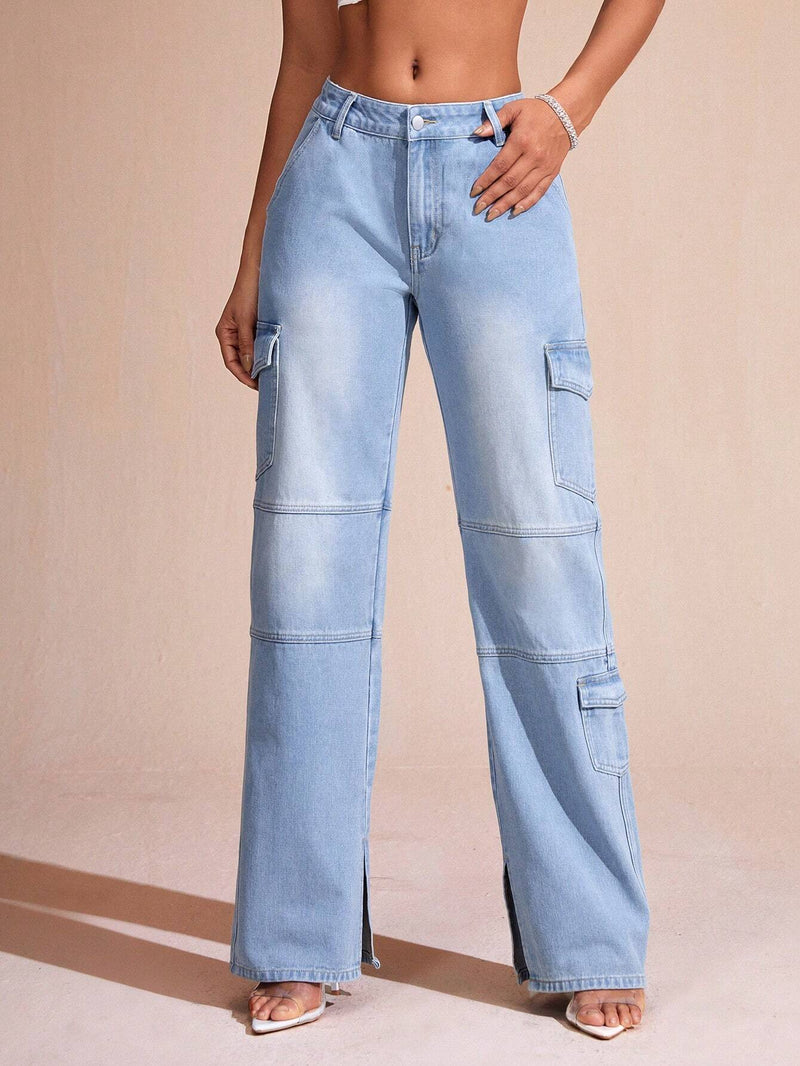 BAE Pantalones Jeans Cargo De Pierna Recta