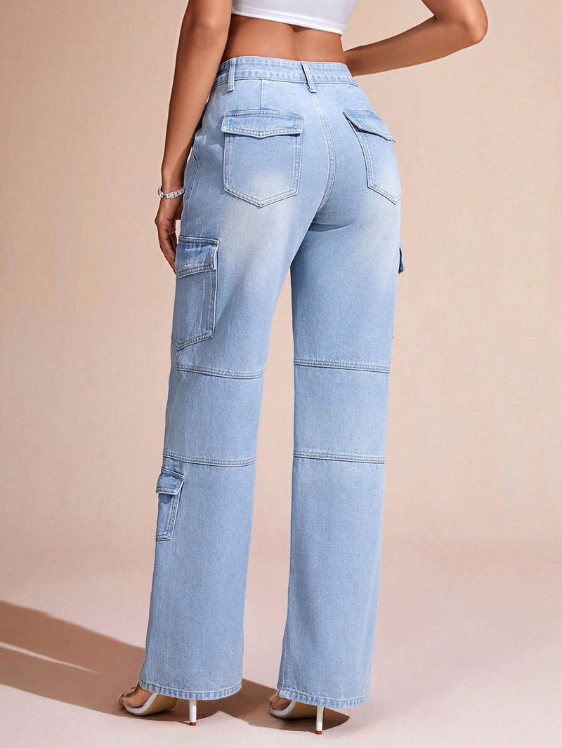 BAE Pantalones Jeans Cargo De Pierna Recta