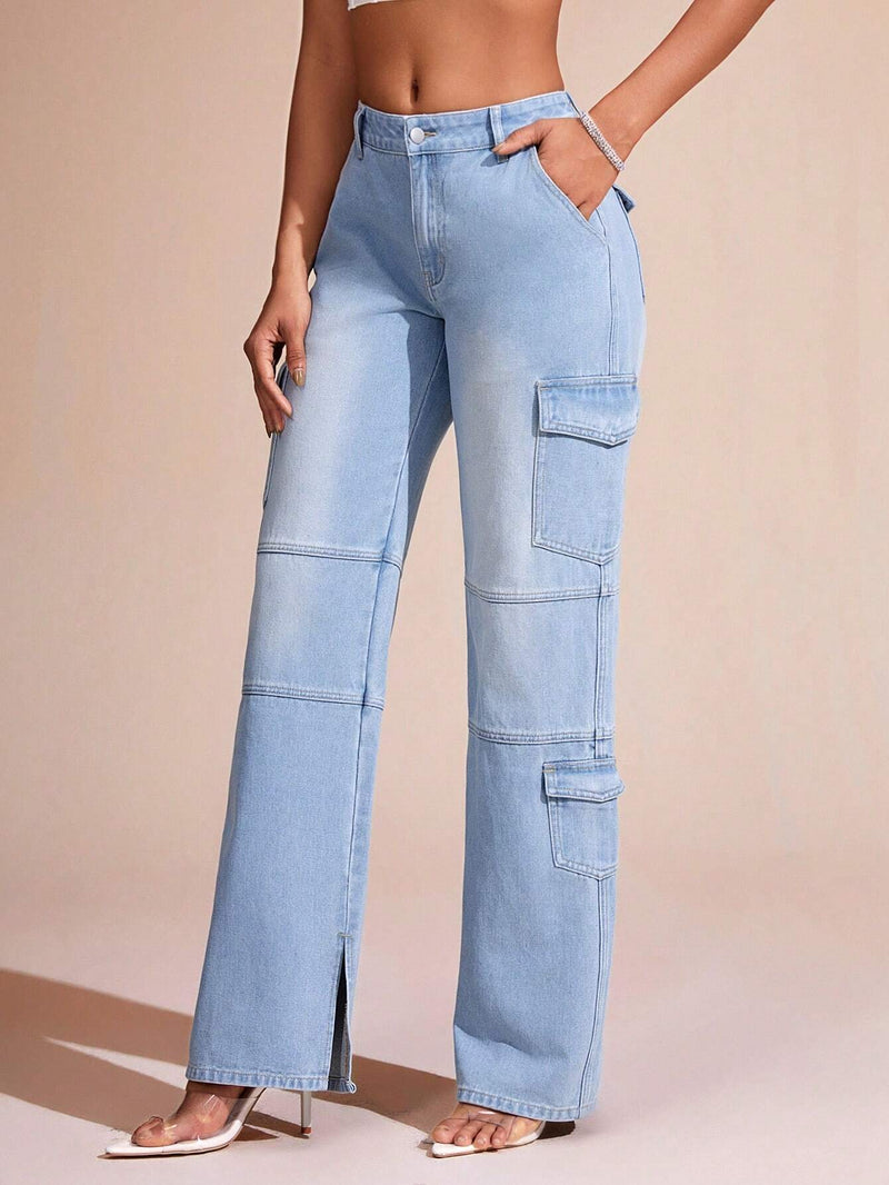 BAE Pantalones Jeans Cargo De Pierna Recta