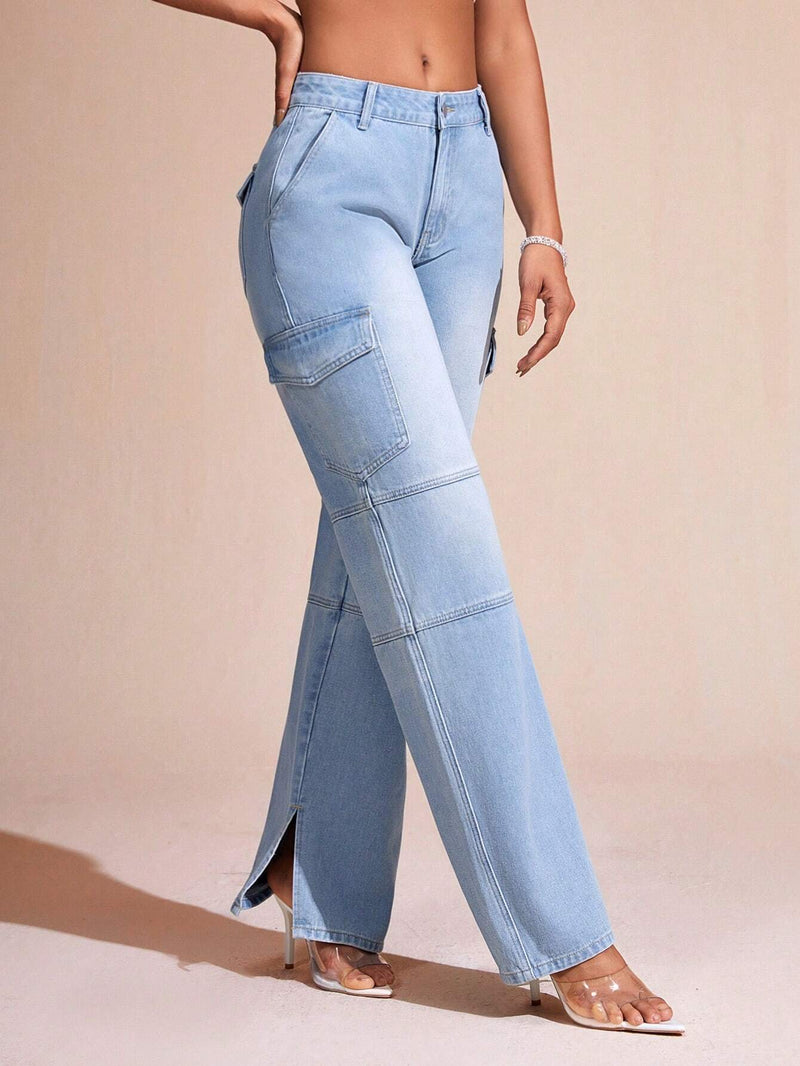 BAE Pantalones Jeans Cargo De Pierna Recta