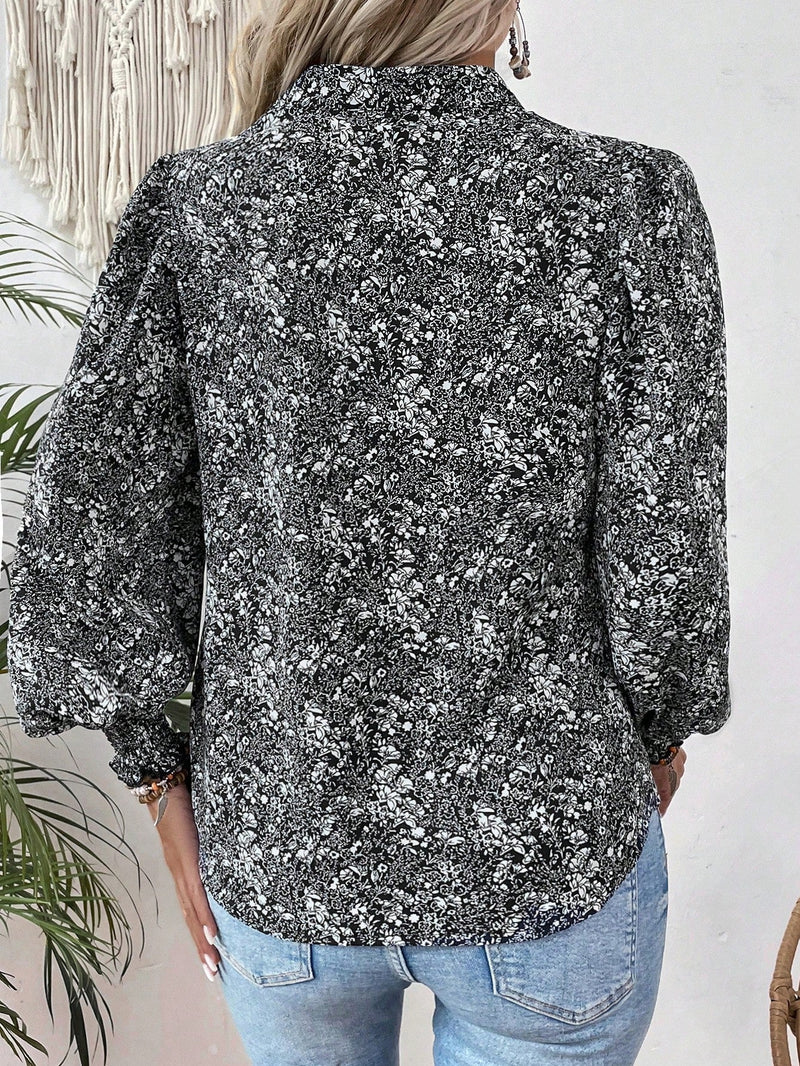 Clasi Camisa Con Estampado Integral Y Detalle De Ribete De Volantes