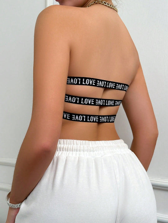 Sujetador Tipo Bandeau Para Mujeres Con Letras Impresas