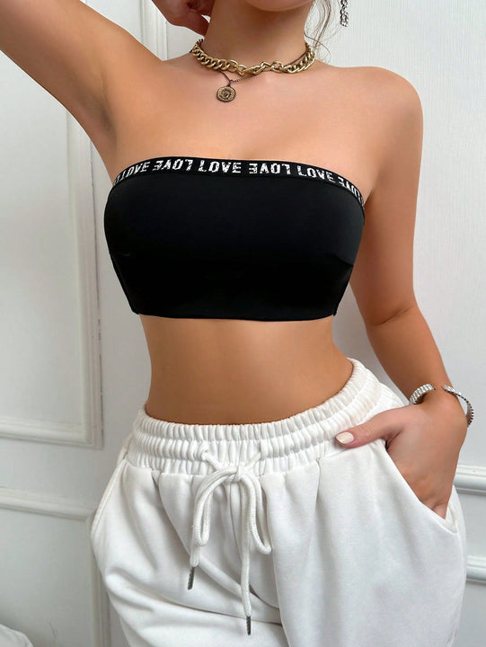 Sujetador Tipo Bandeau Para Mujeres Con Letras Impresas