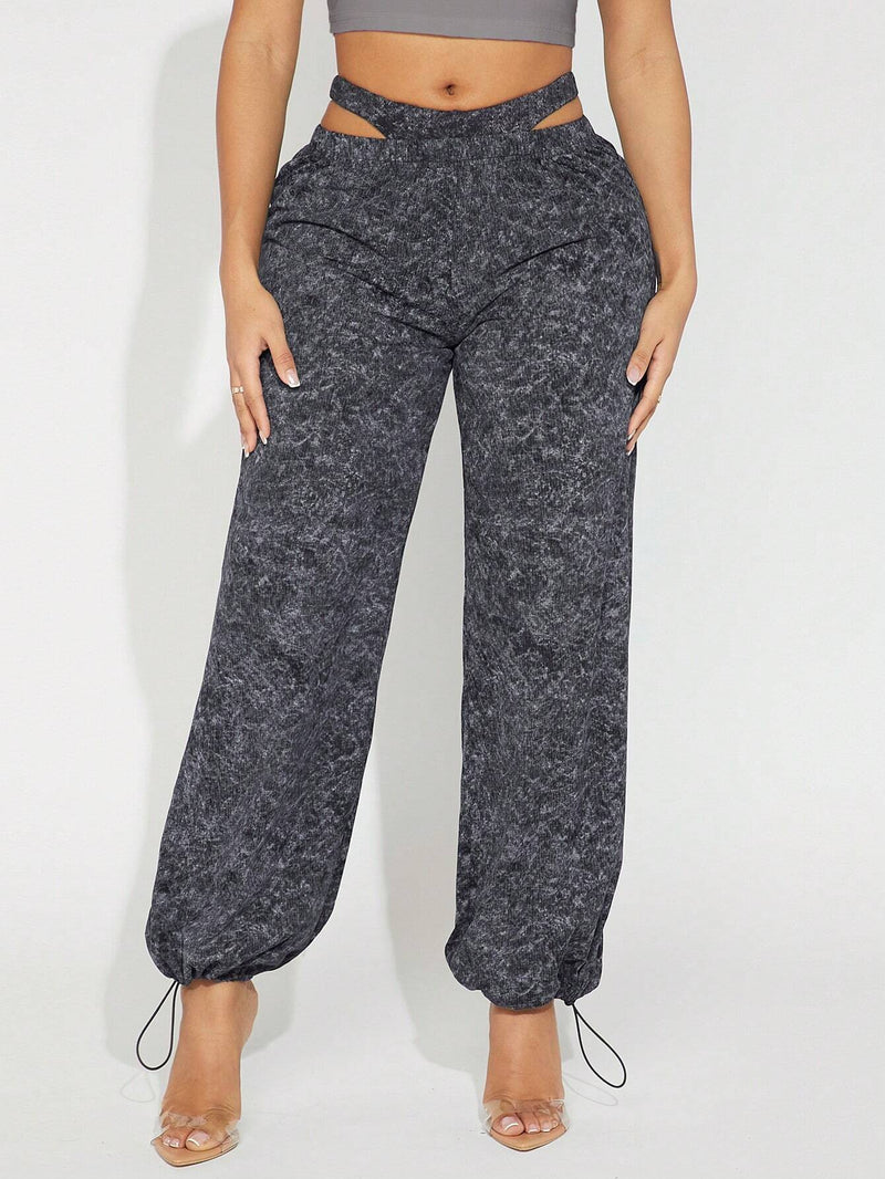 SXY Pantalones De Mujer De Corte Alto Con Cintura Alta, Cortados Y Con Punos Elasticos