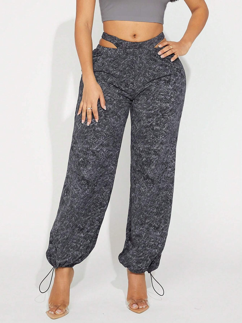 SXY Pantalones De Mujer De Corte Alto Con Cintura Alta, Cortados Y Con Punos Elasticos