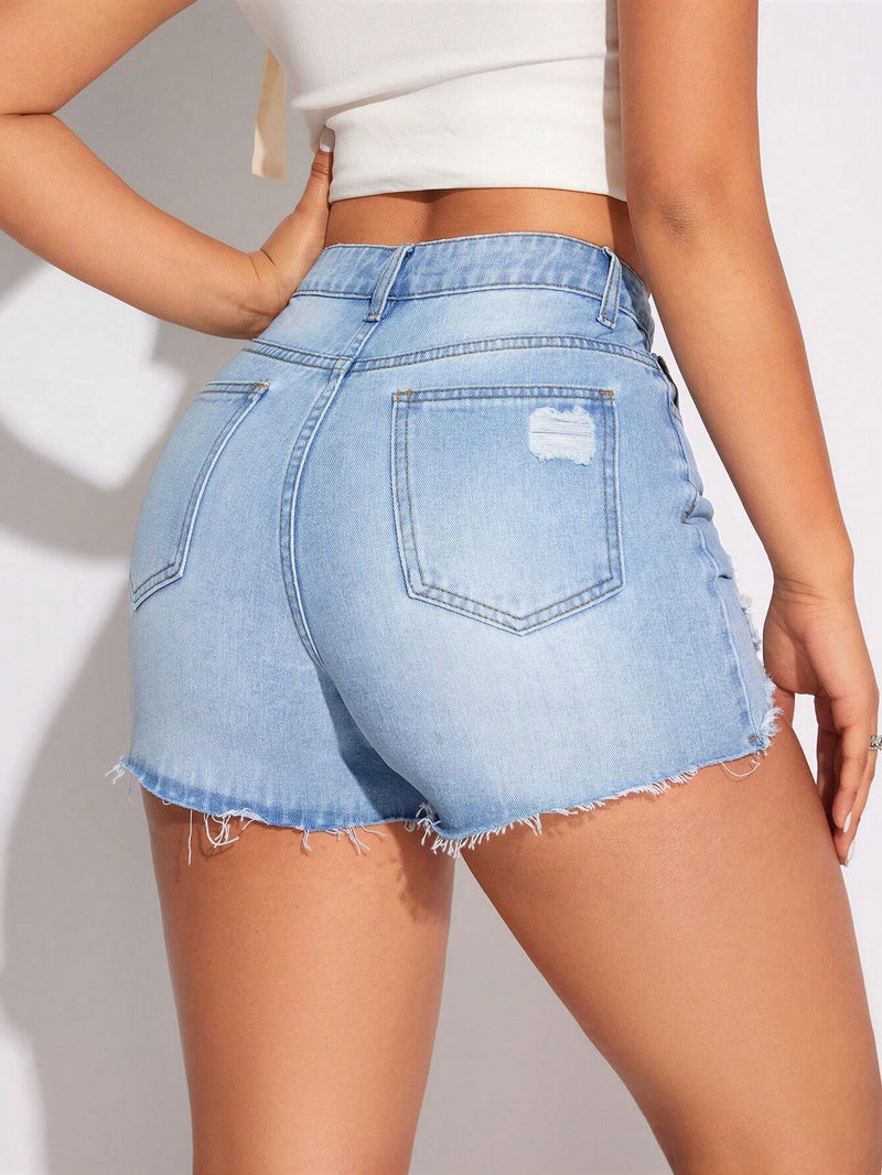 Prive Shorts De Mezclilla Desgastados Para Mujeres