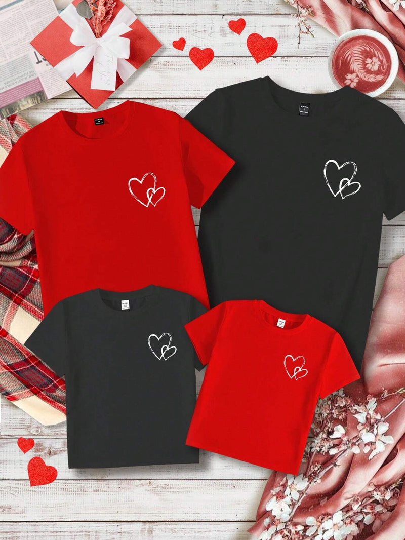 Camiseta De Mujer A Juego Para El Dia De San Valentin Con Patron De Corazon De Amor Para La Familia