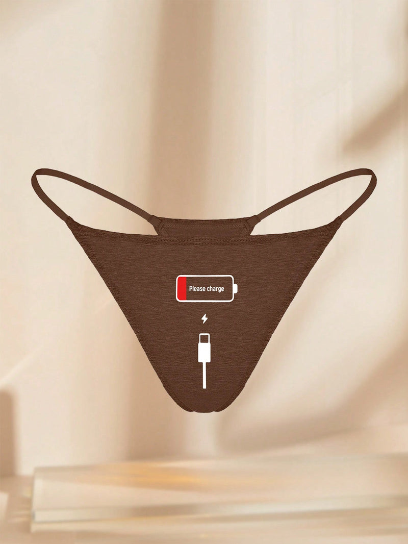 Tanga sexy para mujer, suave y comoda con impresion de letras finas, ideal para uso diario