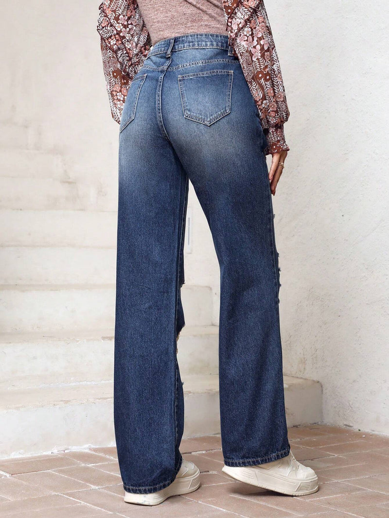 Jeans Desgastados Con Rasgones