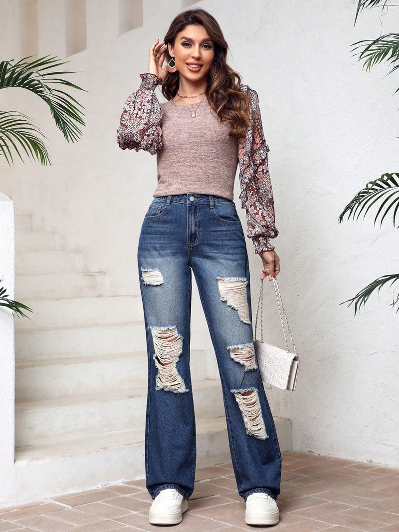 Jeans Desgastados Con Rasgones