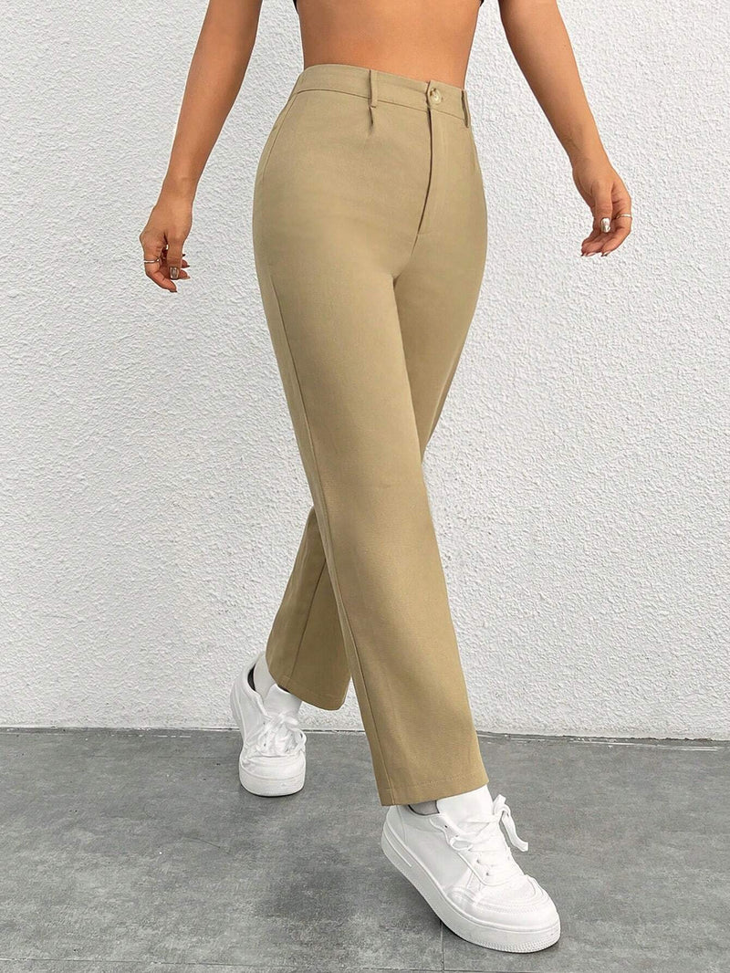 PETITE Pantalones De Mujer De Pierna Recta Con Bolsillos