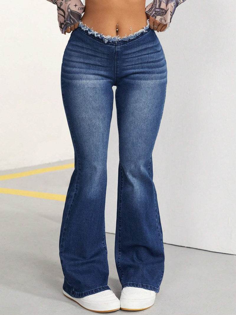 ICON Jeans Acampanados Deshilachados Para Mujer