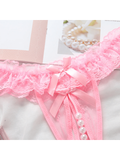 1 Pieza Lenceria Sexy Con Detalle De Perla Y Entrepierna Abierta Con Encaje