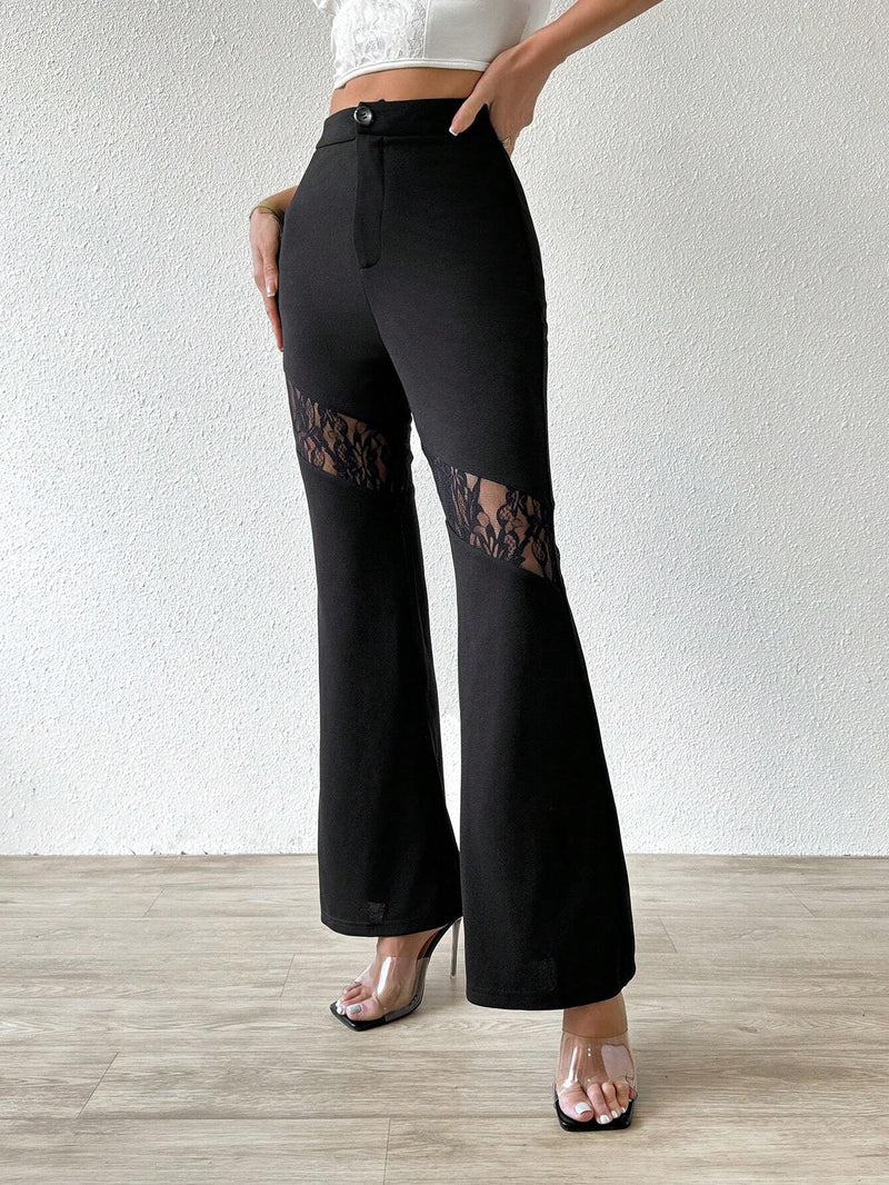 Prive Pantalones Acampanados Con Encaje Para Mujer