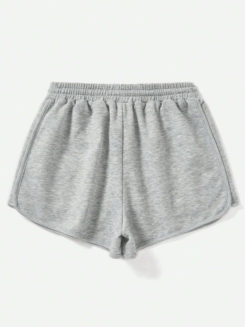 EZwear Shorts De Cintura Con Cordon Y Diseno Gris