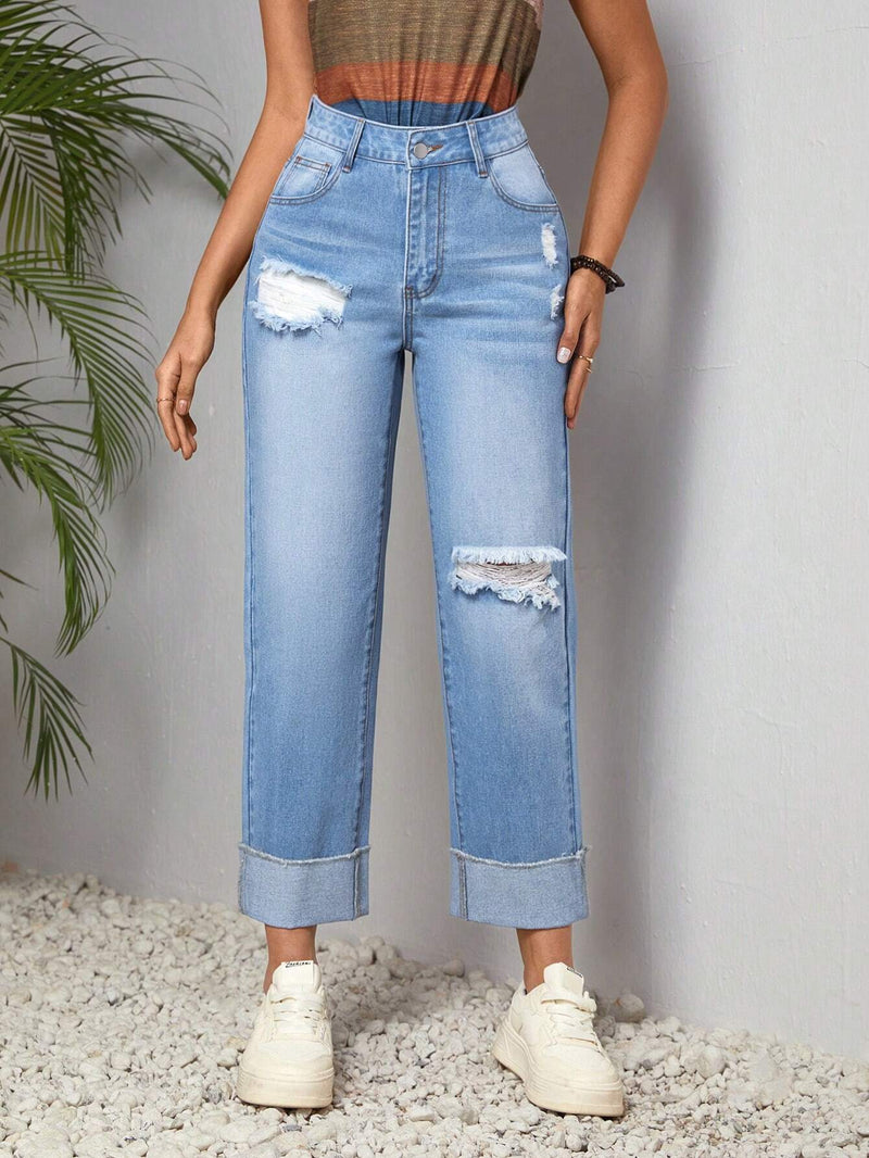 EZwear Pantalones Jeans Casuales Desgastados