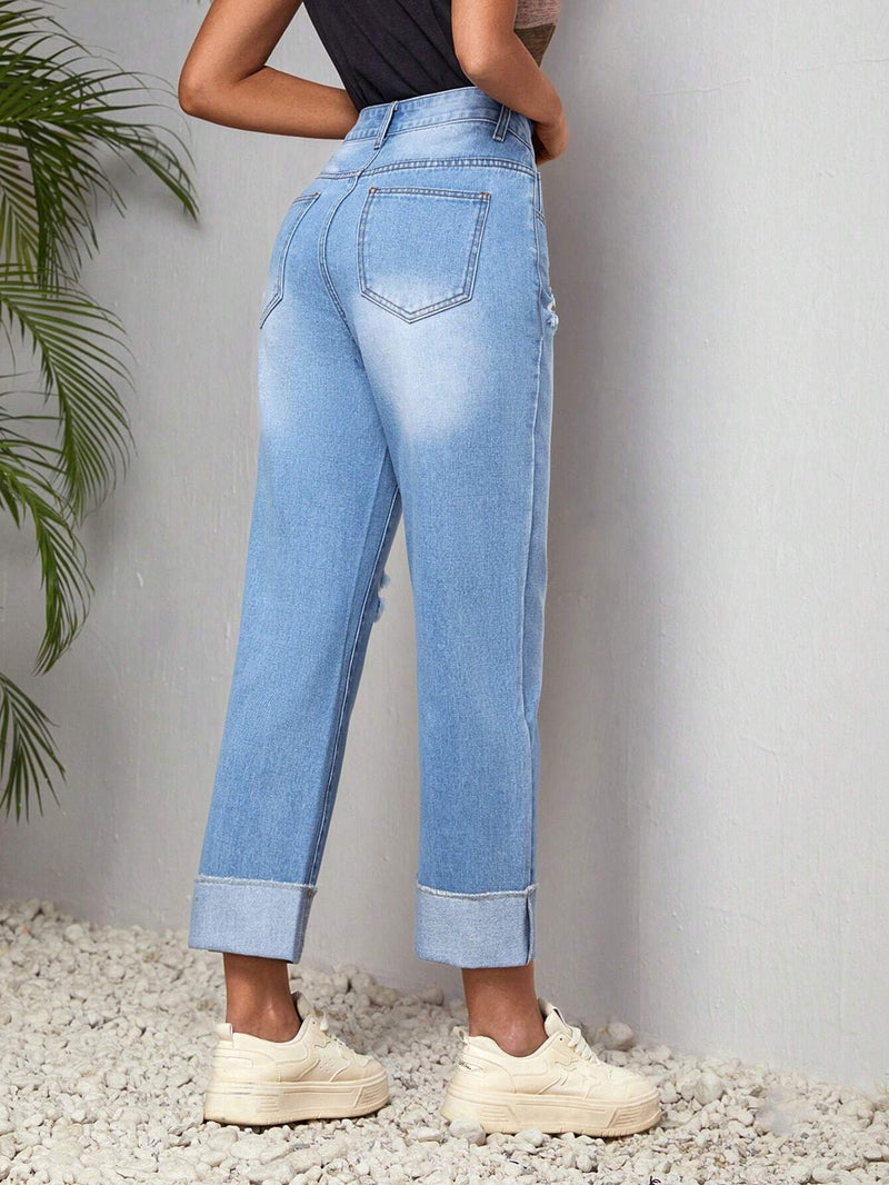 EZwear Pantalones Jeans Casuales Desgastados